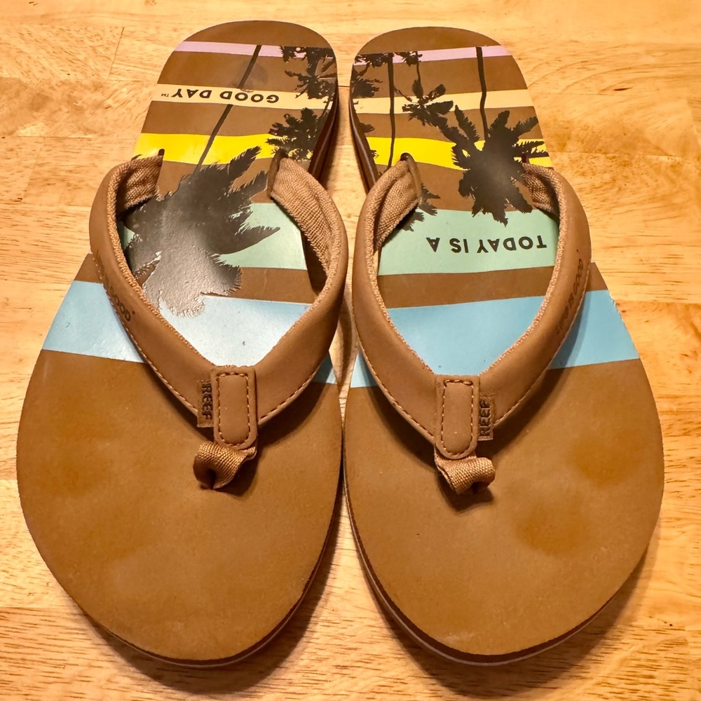 Life Is Good Brown and Blue Sandals